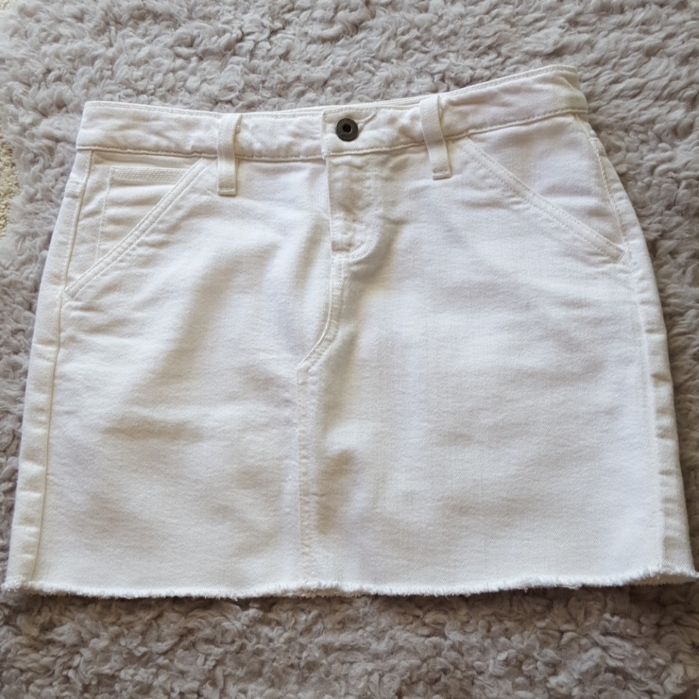 Express Cut-off White Denim Skirt